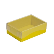 Dárková krabička s průhledným víkem 150x100x50/35 mm, žlutá