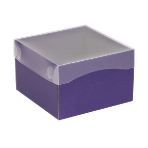 Dárková krabička s průhledným víkem 150x150x100/35 mm, fialová