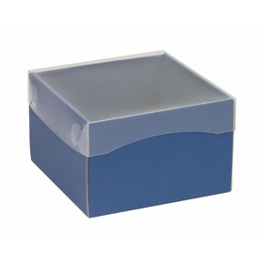 Dárková krabička s průhledným víkem 150x150x100/35 mm, modrá