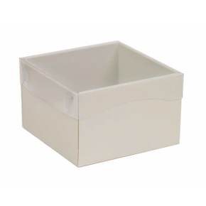 Dárková krabička s průhledným víkem 150x150x100/35 mm, šedá