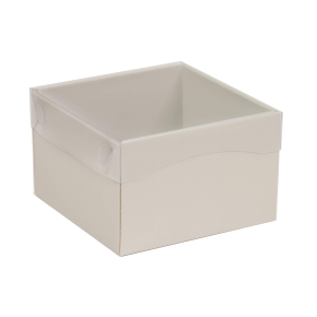 Dárková krabička s průhledným víkem 150x150x100/35 mm, šedá