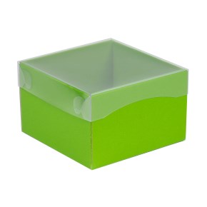 Dárková krabička s průhledným víkem 150x150x100/35 mm, zelená