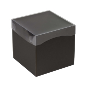 Dárková krabička s průhledným víkem 150x150x150/35 mm, černá