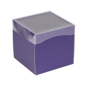 Dárková krabička s průhledným víkem 150x150x150/35 mm, fialová