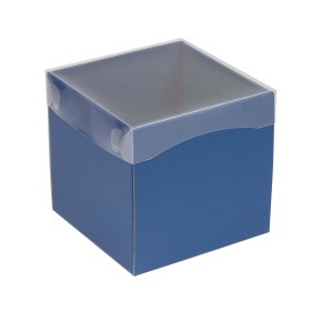 Dárková krabička s průhledným víkem 150x150x150/35 mm, modrá