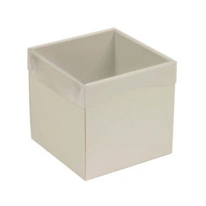 Dárková krabička s průhledným víkem 150x150x150/35 mm, šedá