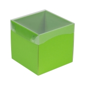 Dárková krabička s průhledným víkem 150x150x150/35 mm, zelená