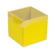 Dárková krabička s průhledným víkem 150x150x150/35 mm, žlutá