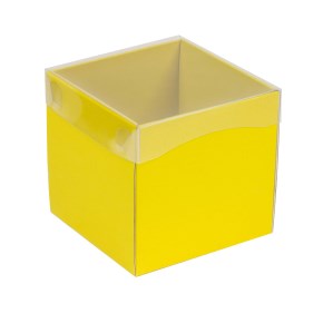 Dárková krabička s průhledným víkem 150x150x150/35 mm, žlutá
