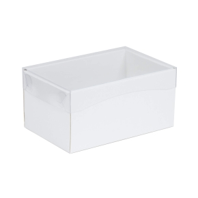 Dárková krabička s průhledným víkem 200x125x100/35 mm, bílá