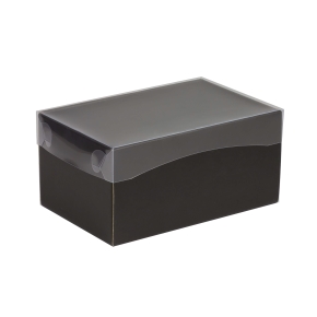 Dárková krabička s průhledným víkem 200x125x100/35 mm, černá