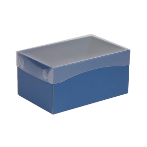Dárková krabička s průhledným víkem 200x125x100/35 mm, modrá