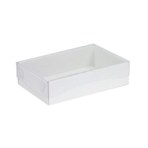 Dárková krabička s průhledným víkem 200x125x50/35 mm, bílá