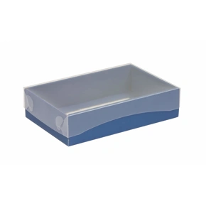 Dárková krabička s průhledným víkem 200x125x50/35 mm, modrá