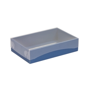 Dárková krabička s průhledným víkem 200x125x50/35 mm, modrá