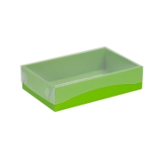 Dárková krabička s průhledným víkem 200x125x50/35 mm, zelená