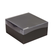 Dárková krabička s průhledným víkem 200x200x100/35 mm, černá