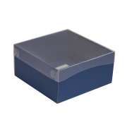 Dárková krabička s průhledným víkem 200x200x100/35 mm, modrá