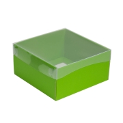 Dárková krabička s průhledným víkem 200x200x100/35 mm, zelená