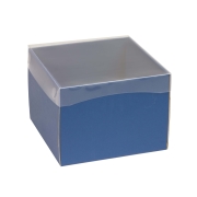 Dárková krabička s průhledným víkem 200x200x150/35 mm, modrá
