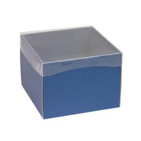 Dárková krabička s průhledným víkem 200x200x150/35 mm, modrá