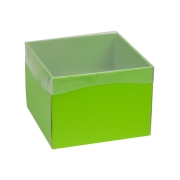 Dárková krabička s průhledným víkem 200x200x150/35 mm, zelená
