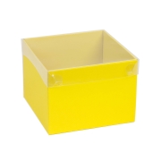 Dárková krabička s průhledným víkem 200x200x150/35 mm, žlutá