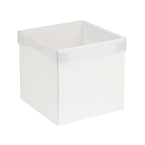 Dárková krabička s průhledným víkem 200x200x200/35 mm, bílá