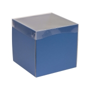 Dárková krabička s průhledným víkem 200x200x200/35 mm, modrá