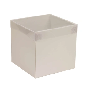 Dárková krabička s průhledným víkem 200x200x200/35 mm, šedá