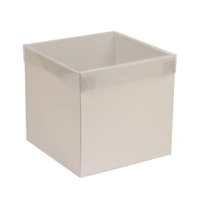 Dárková krabička s průhledným víkem 200x200x200/35 mm, šedá