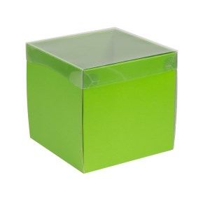 Dárková krabička s průhledným víkem 200x200x200/35 mm, zelená