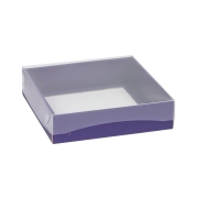 Dárková krabička s průhledným víkem 200x200x50/35 mm, fialová
