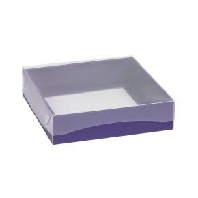 Dárková krabička s průhledným víkem 200x200x50/35 mm, fialová