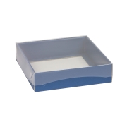 Dárková krabička s průhledným víkem 200x200x50/35 mm, modrá