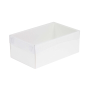 Dárková krabička s průhledným víkem 250x150x100/35 mm, bílá