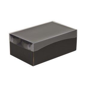 Dárková krabička s průhledným víkem 250x150x100/35 mm, černá