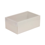 Dárková krabička s průhledným víkem 250x150x100/35 mm, šedá