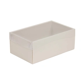 Dárková krabička s průhledným víkem 250x150x100/35 mm, šedá