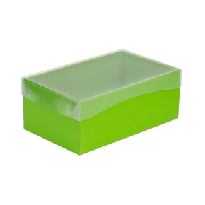 Dárková krabička s průhledným víkem 250x150x100/35 mm, zelená
