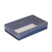 Dárková krabička s průhledným víkem 250x150x50/35 mm, modrá