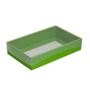Dárková krabička s průhledným víkem 250x150x50/35 mm, zelená