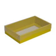 Dárková krabička s průhledným víkem 250x150x50/35 mm, žlutá
