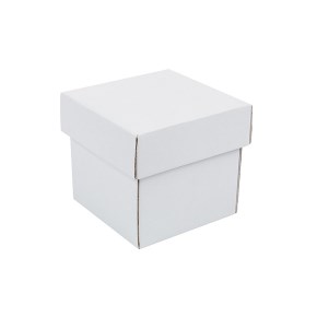 Dárková krabička s víkem 100x100x100/35 mm, bílá mírný lesk