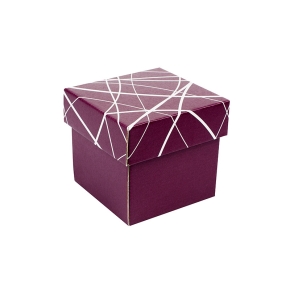 Dárková krabička s víkem 100x100x100/35 mm, vínová se vzorem matná