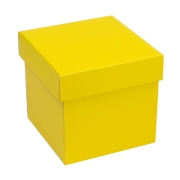 Dárková krabička s víkem 150x150x150/40 mm, žlutá