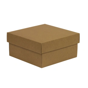 Dárková krabička s víkem 200x200x100/40 mm, hnědá - kraftová