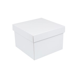 Dárková krabička s víkem 200x200x140/35 mm, bílá mírný lesk