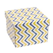 Dárková krabička s víkem 200x200x150/40 mm, VZOR - CIK CAK modrá/žlutá Dárková krabička s víkem 200x200x150/40 mm, VZOR - CIK CAK modrá/žlutá