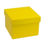 Dárková krabička s víkem 200x200x150/40 mm, žlutá
